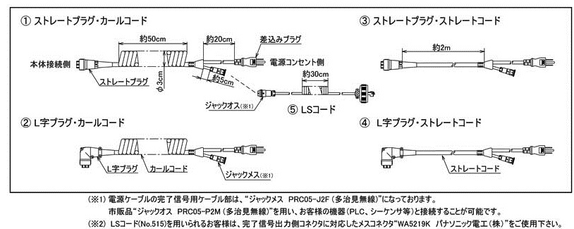 DAC型半自動電動エアトルク用電源コード